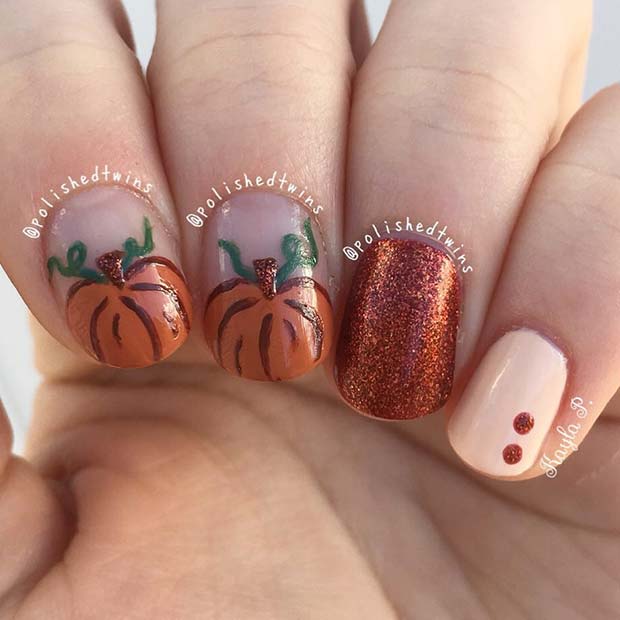Cute Pumpkin Nails for Fall 