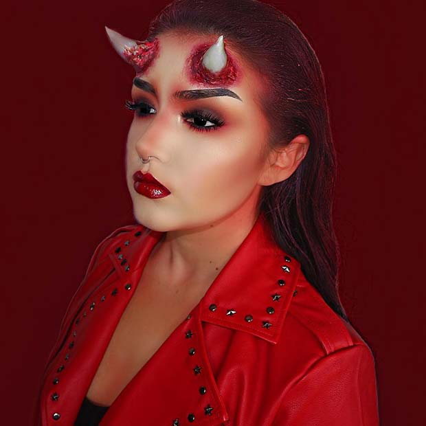 Simple Makeup with Devil Horns