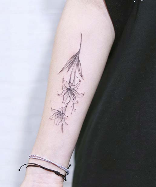 Stylish Lily Arm Tattoo