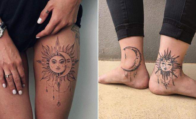 Sun and moon tattoo drawings