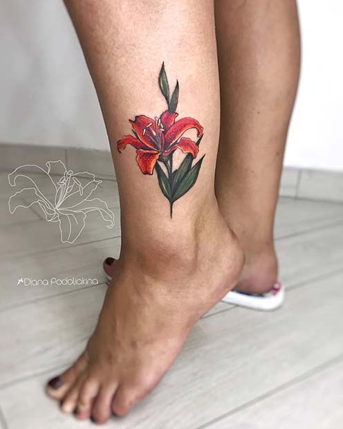 Vibrant and Bold Lily Tattoo