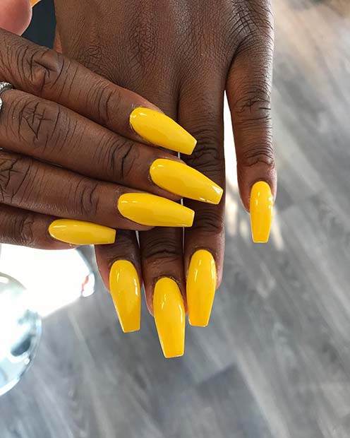 Simple Yellow Acrylic Nails