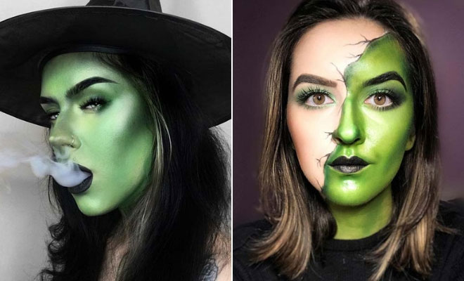 pretty green witch makeup