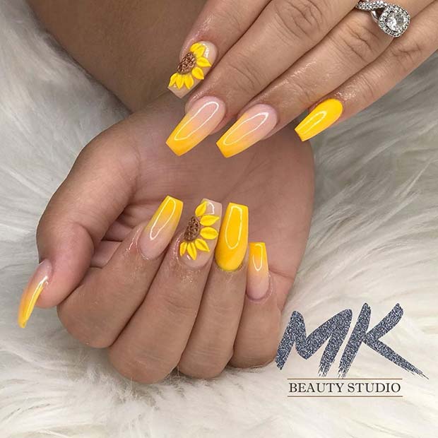 Yellow Sunflower Nails