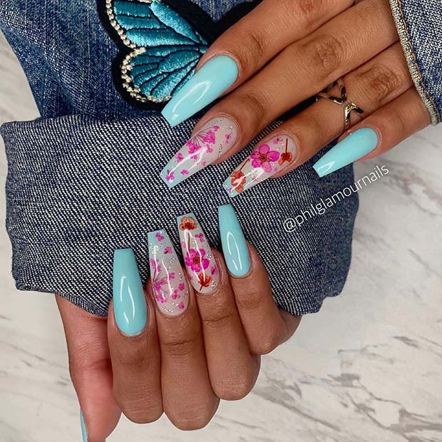 43 Stunning Ways To Wear Baby Blue Nails Stayglam