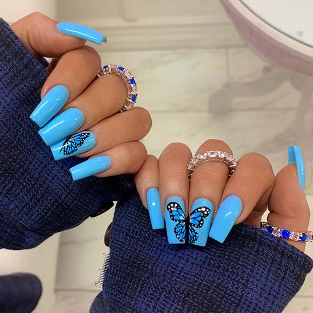 43 Stunning Ways to Wear Baby Blue Nails | StayGlam