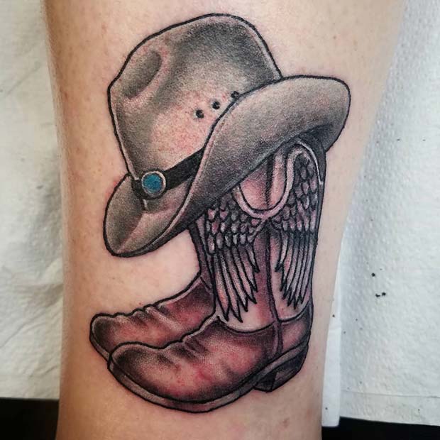 Cowboy Boots and Hat Tattoo 