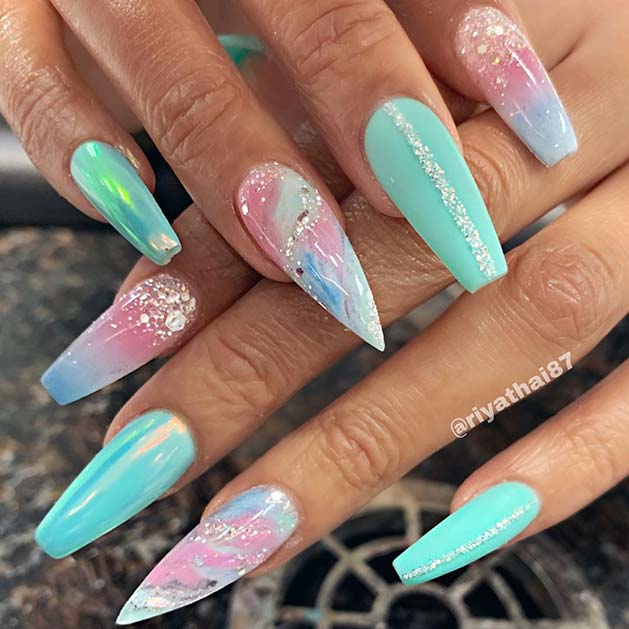 43 Stunning Ways To Wear Baby Blue Nails - Stayglam