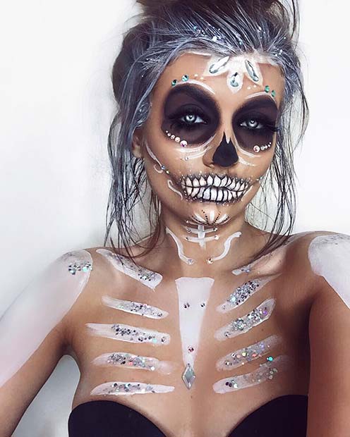 Creepy White Skull Makeup Idea