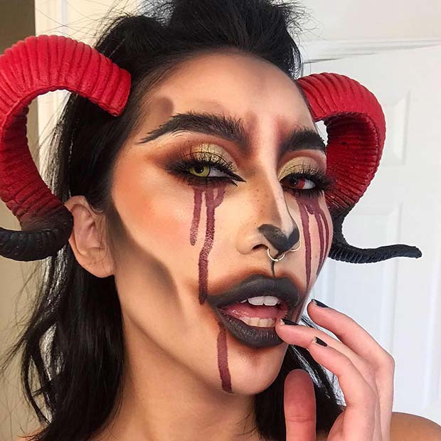 Demon Makeup with Horns