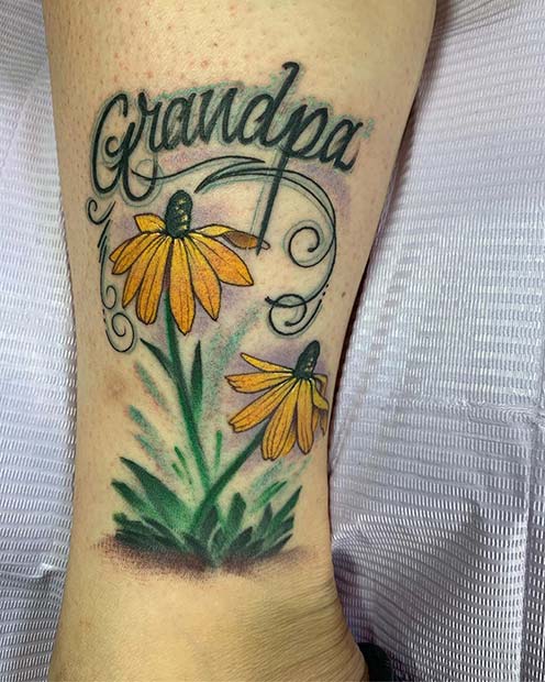 Floral Grandpa Memorial Tattoo