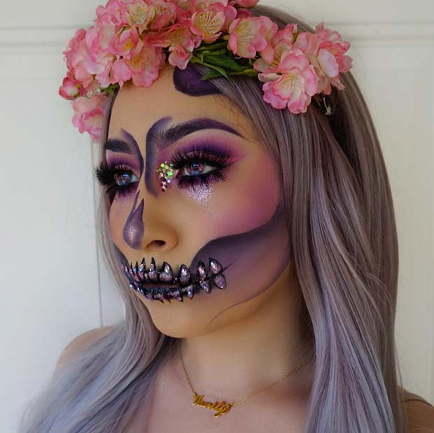 Glitzy Skull Makeup