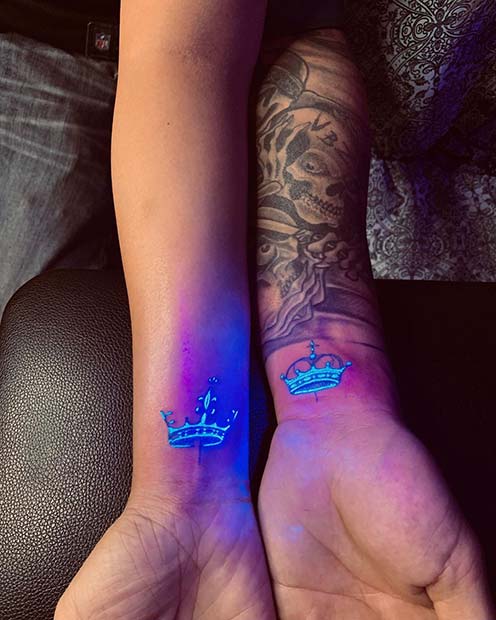 UV King and Queen Tattoos for a Couple