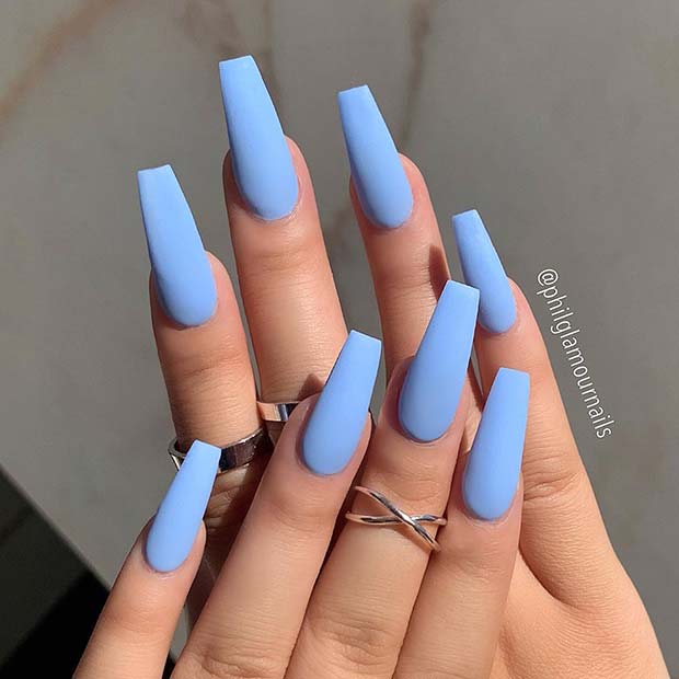 cute sky blue nails