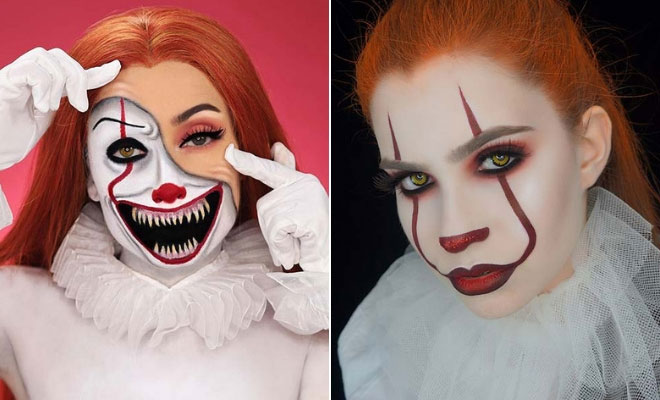 20 + Pennywise Clowns  IT Face Paint Makeup Ideas for Halloween