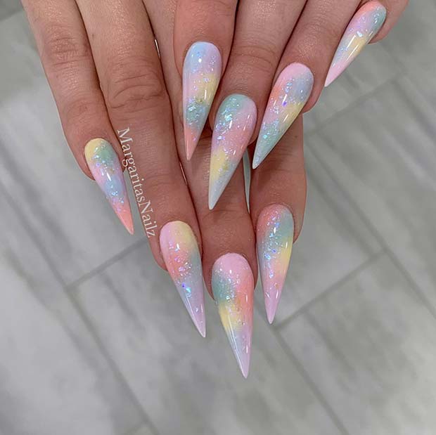 Pretty Rainbow Pastel Nails