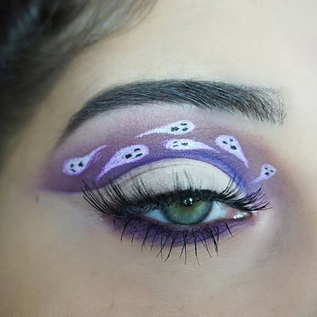 Purple Eye Makeup with Ghosts