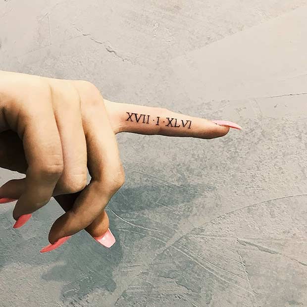 Roman Numeral Finger Tattoo