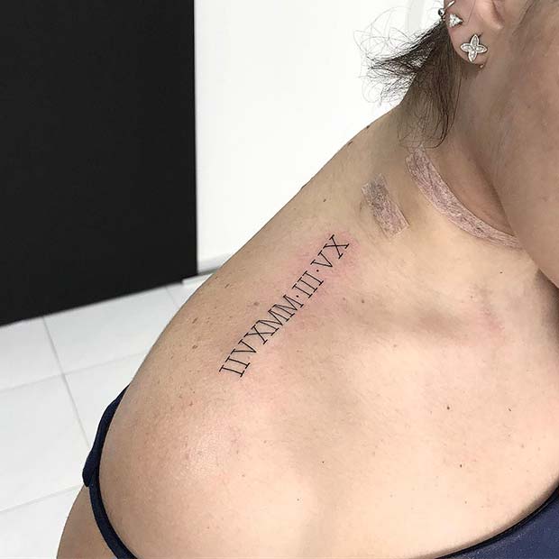 Roman Numeral Shoulder Tattoo