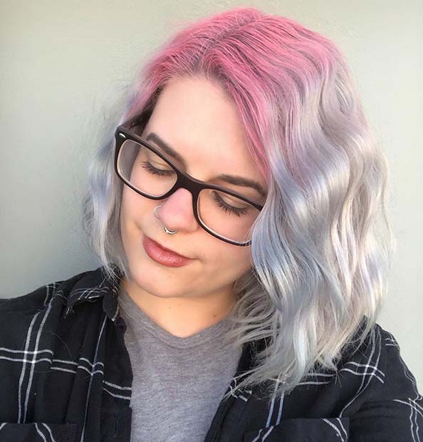 Silver Hair with Pink Roots