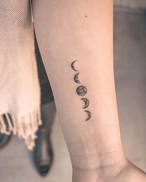 Simple and Stunning Moon Phases Tattoo 