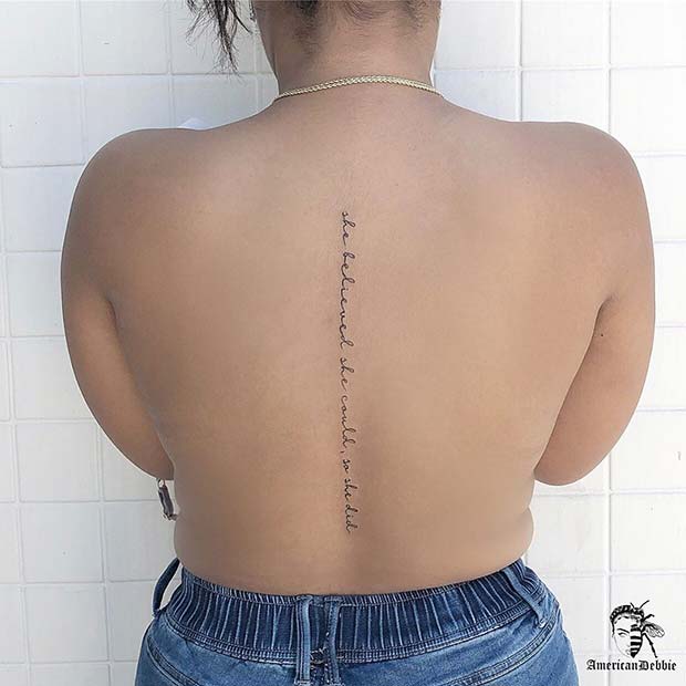 Spine Tattoo with a Quote