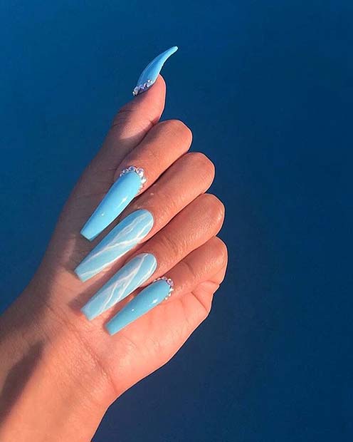 Summery Blue Nail Idea