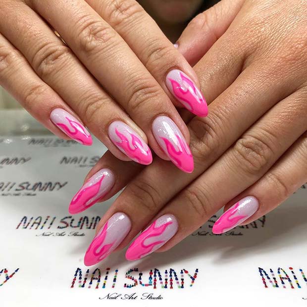 Trendy Pink Flame Nails