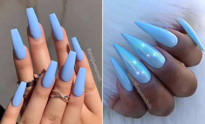 light blue nails long