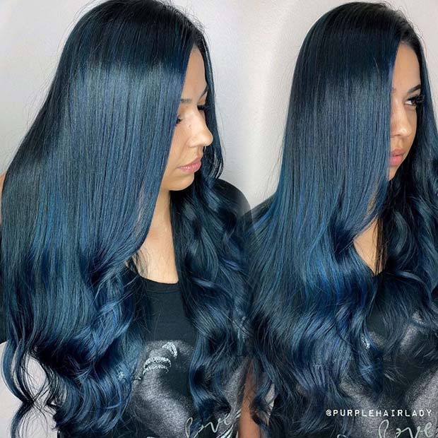 Beautiful Layered Blue Black Hair