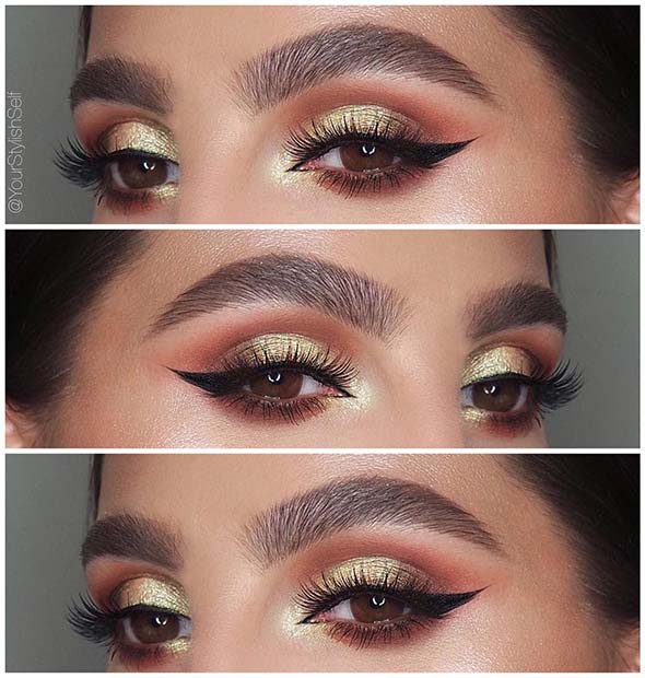 Beautiful Gold Eye Makeup