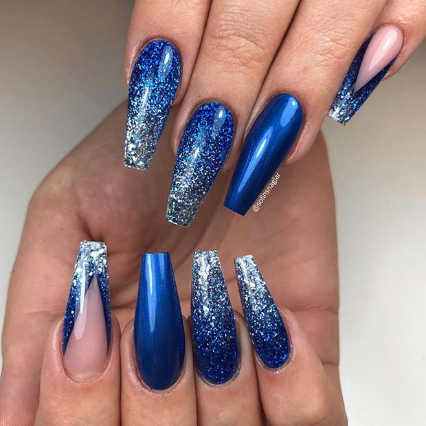 Blue Coffin Winter Nails