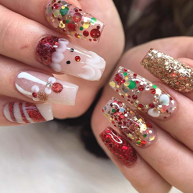 Bold and Unique Christmas Nail Art