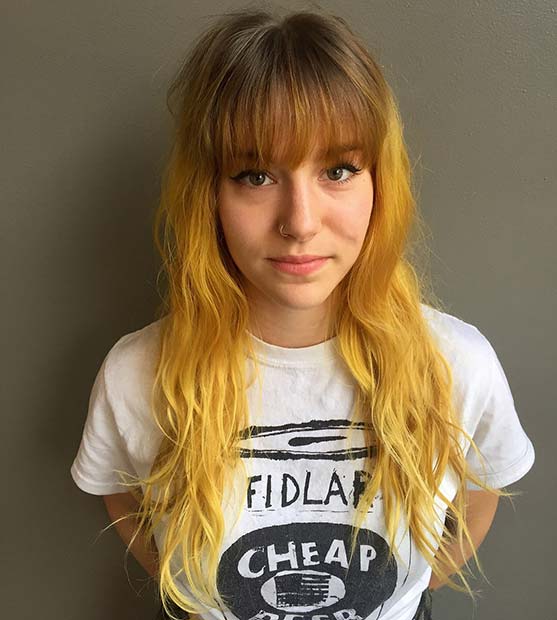 Bright Yellow Hair with Bangs