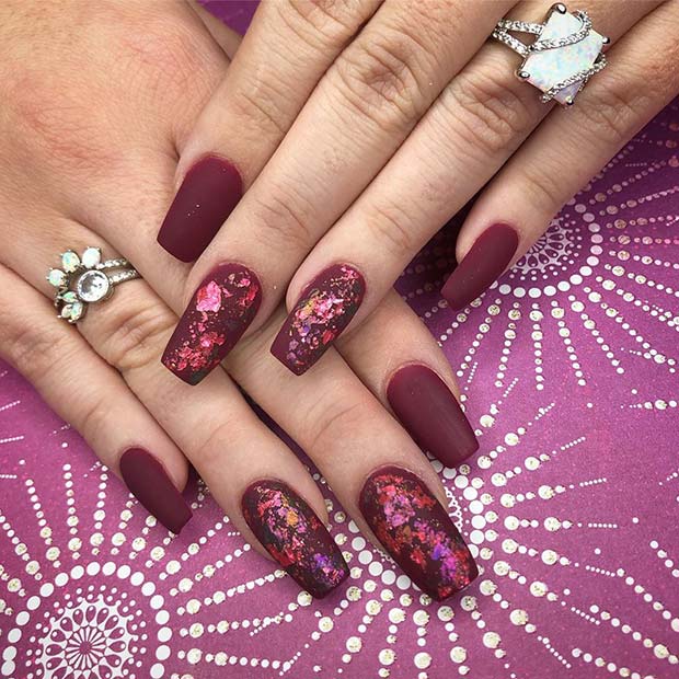 Burgundy Nails with Chic Nail Art