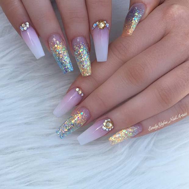 Sparkly Coffin Nails 