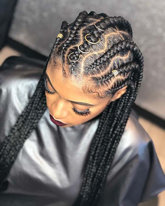 Cornrows with a Wavy Pattern