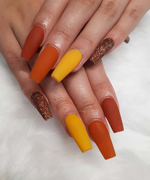 orange fall nails