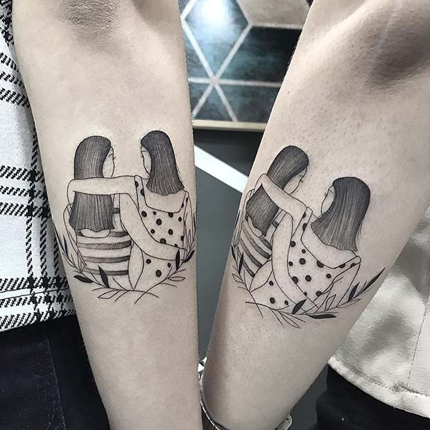 Drawing of Two Sisters Tattoo 