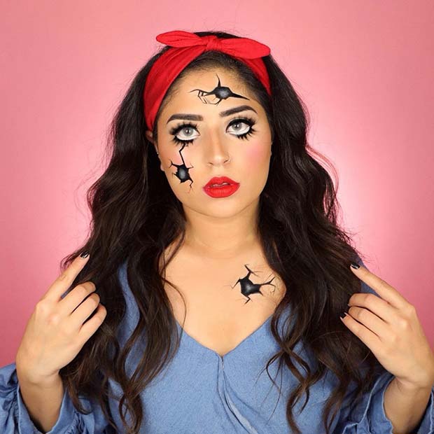 Easy Cracked Doll Makeup