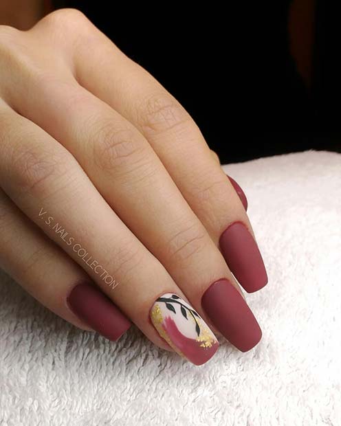 Elegant Burgundy Nail Art