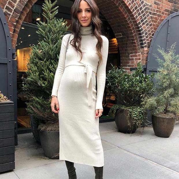 Elegant Sweater Dress with Boots