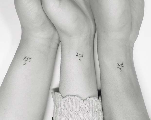 Fraction Tattoos for Three Sisters 