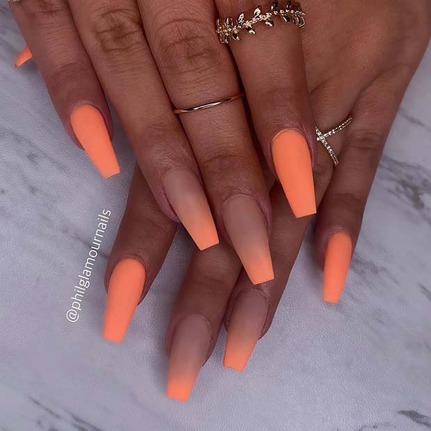 Orange Ombre Coffin Nails Online 52 Off Www Gruposincom Es