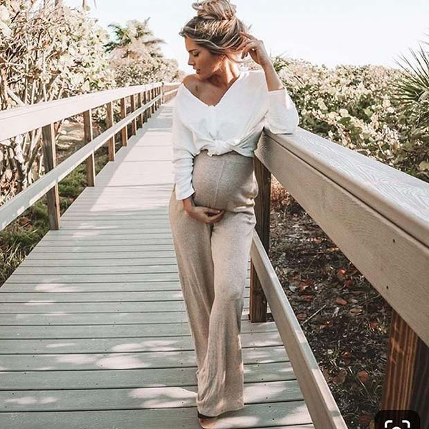 Neutral Outfit with a Sweater and Flares