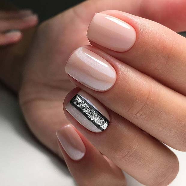 Nude Nails with Trendy Nail Art