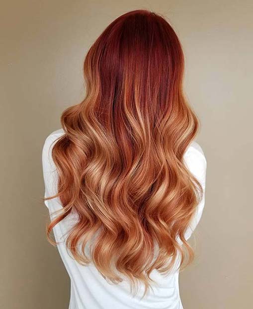 Red to Strawberry Blonde Ombre 