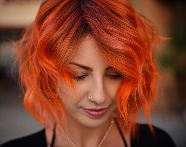 Bright Orange Color on Short Hair