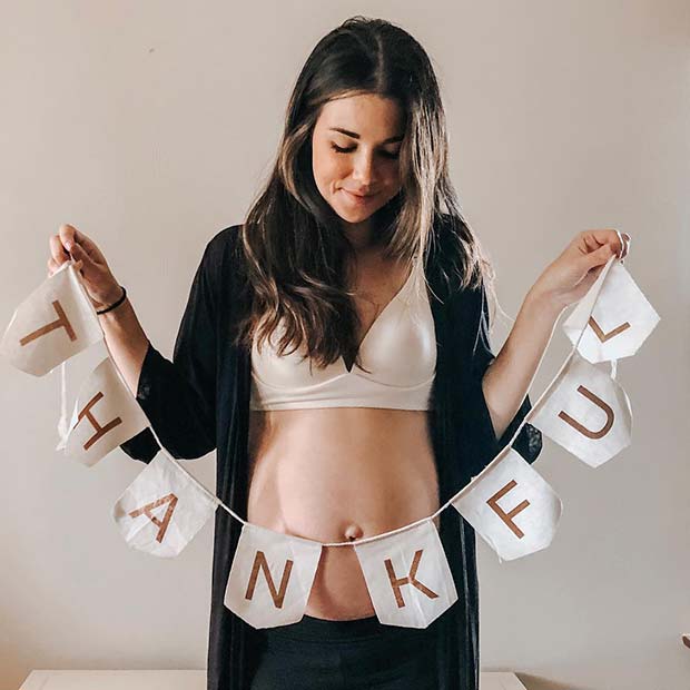 Pregnancy Announcement Photo with a Thankful Theme