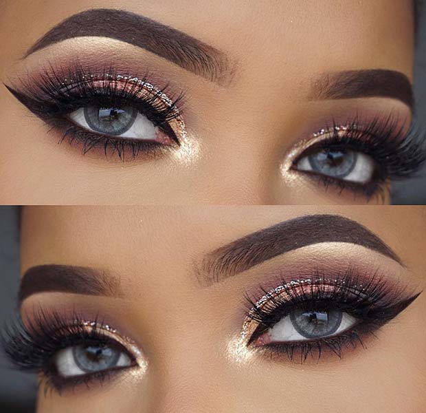 Beautiful Eye Makeup with Subtle Glitter